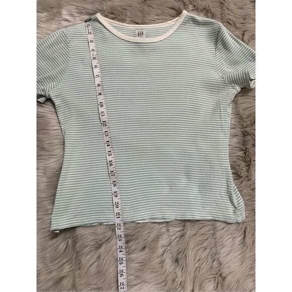 Gap Women’s Mint Green and White Stripped Top Large - Picture 4 of 6